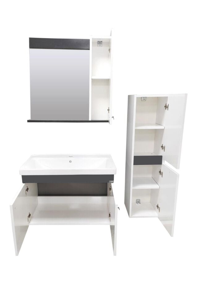 Karen Banyo New Bahar 80 Cm Lavabolu Banyo dolabı Seti,Boy Dolap hediyeli