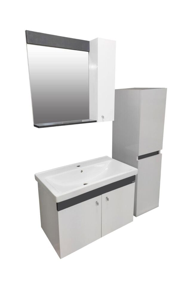 Karen Banyo New Bahar 80 Cm Lavabolu Banyo dolabı Seti,Boy Dolap hediyeli