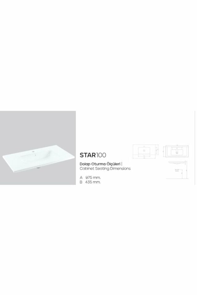 Karen Banyo Star 100 CM, Dolap Uyumlu Seramik Lavabo