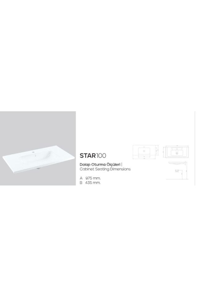 Karen Banyo Star 100 CM, Dolap Uyumlu Seramik Lavabo