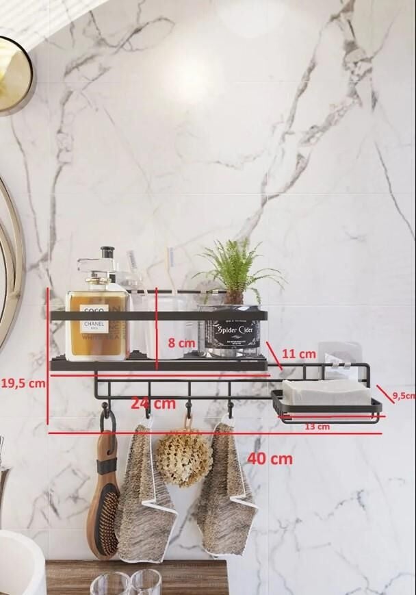 Karen Banyo Yapışkanlı Kancalı Banyo Rafı Ve Sabunluklu Banyo Düzenleyici Raf Askılı SY303-B