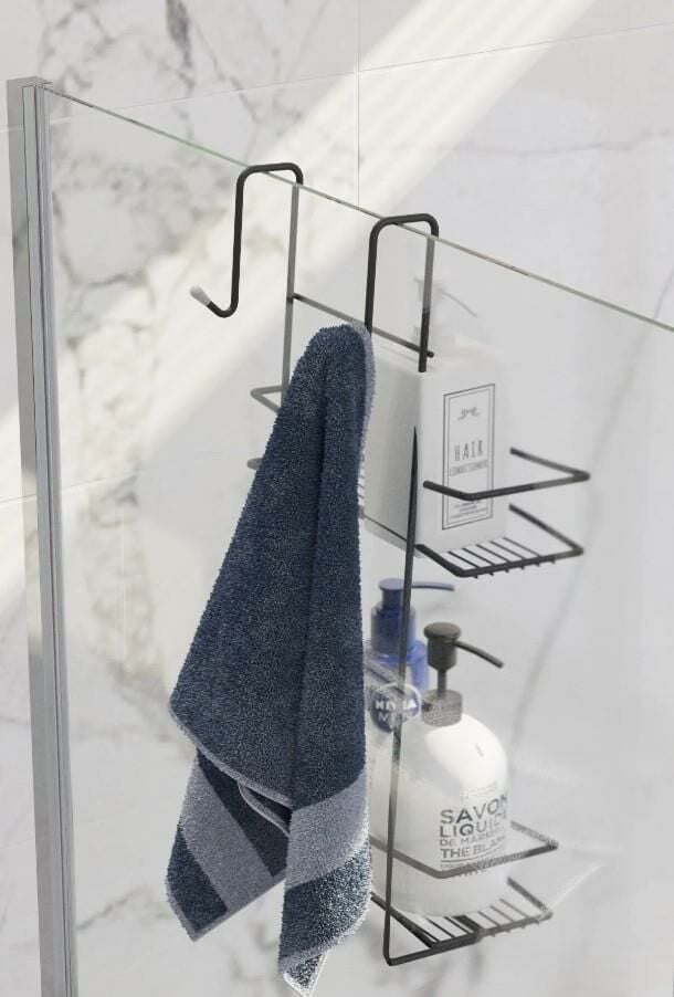 Karen Banyo 2 Katlı Duşakabin Şampuanlık Düzenleyici Raf Siyah SB562-B