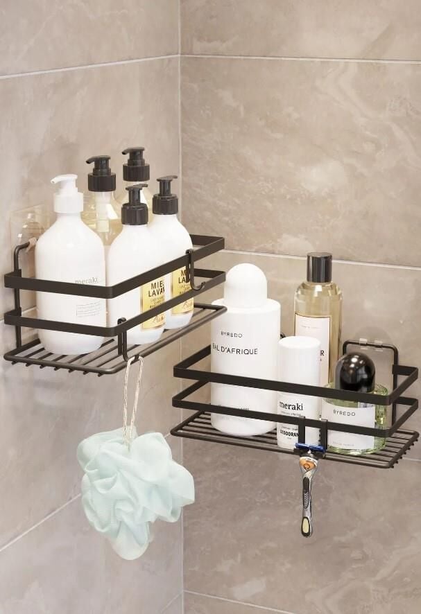 Karen Banyo Düzenleyici Yapışkanlı Şampuanlık 2 Adet Banyo Duş Rafı Lamalı Kancalı Organizer SY301-B