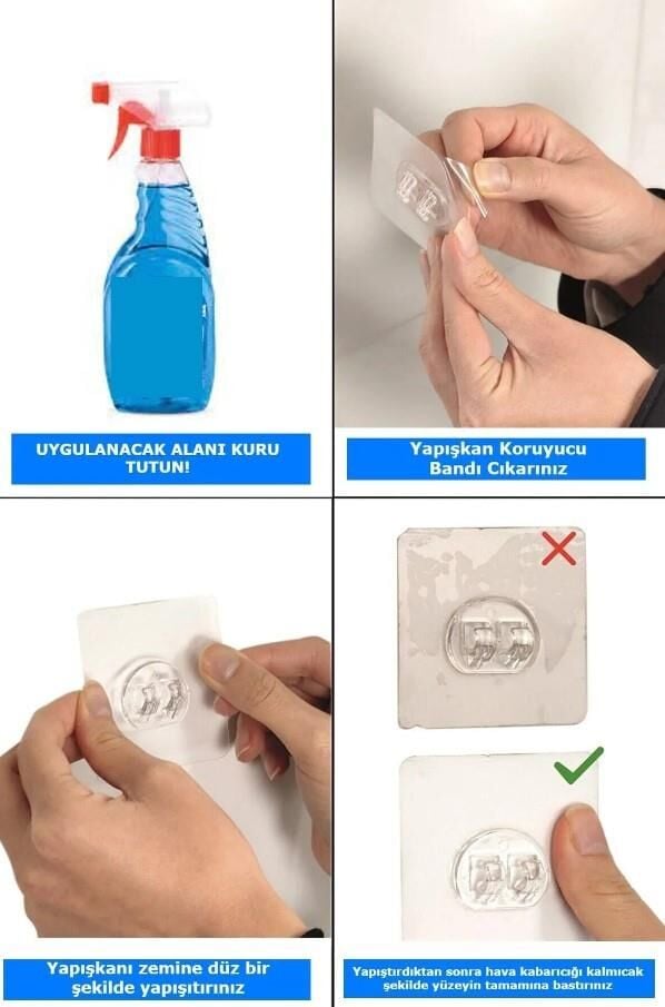 Karen Banyo Düzenleyici Yapışkanlı Şampuanlık 2 Adet Banyo Duş Rafı Lamalı Kancalı Organizer SY301-B
