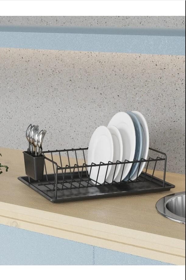 Karen Banyo Tek Katlı Tepsili Bulaşıklık, Bulaşık Sepeti Siyah SM011-B