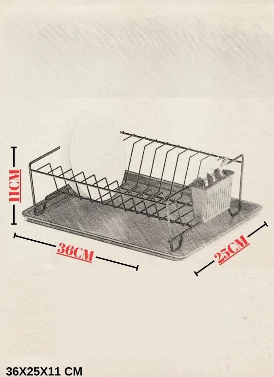 Karen Banyo Tek Katlı Tepsili Bulaşıklık, Bulaşık Sepeti Siyah SM011-B