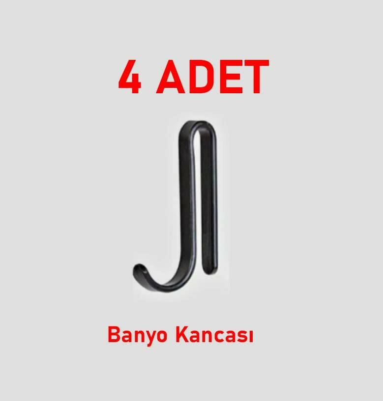 Karen Banyo Duş Askı Rafı Aparatı Siyah 4'lü 4 Adet Kanca STY002