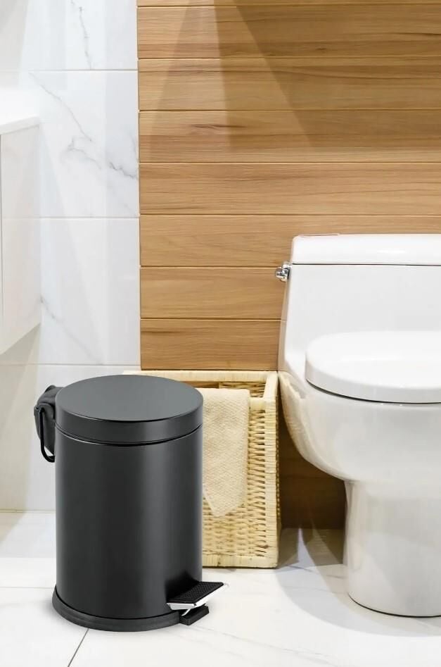 Karen Banyo Mutfak Banyo Pedallı Paslanmaz Metal Çöp Kovası 12 LT Siyah 815S
