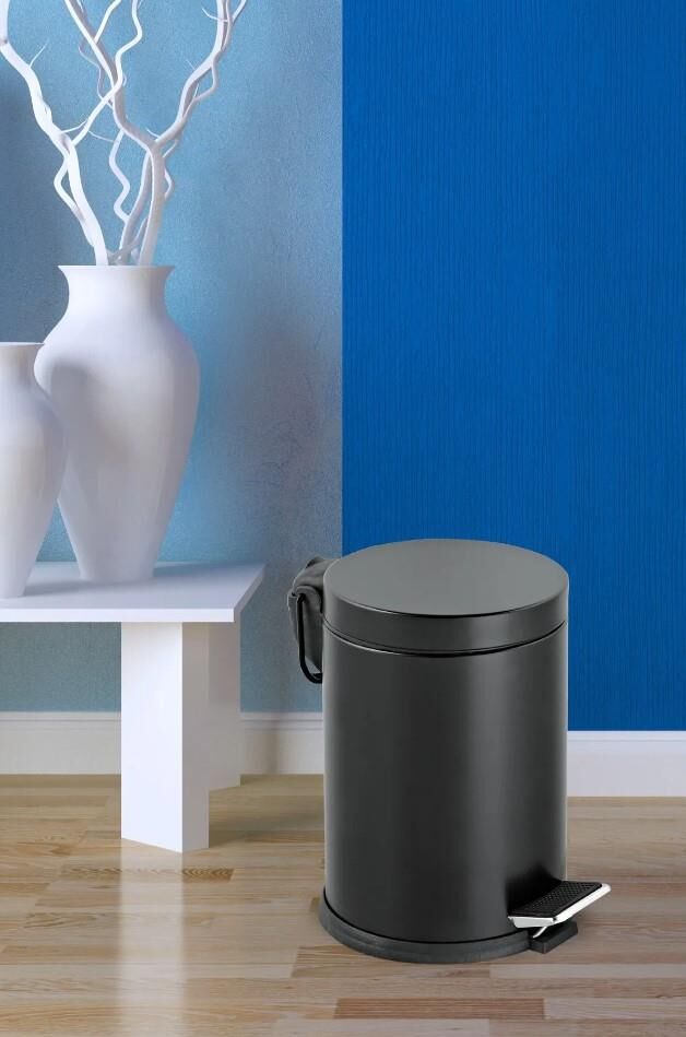Karen Banyo Mutfak Banyo Pedallı Paslanmaz Metal Çöp Kovası 12 LT Siyah 815S