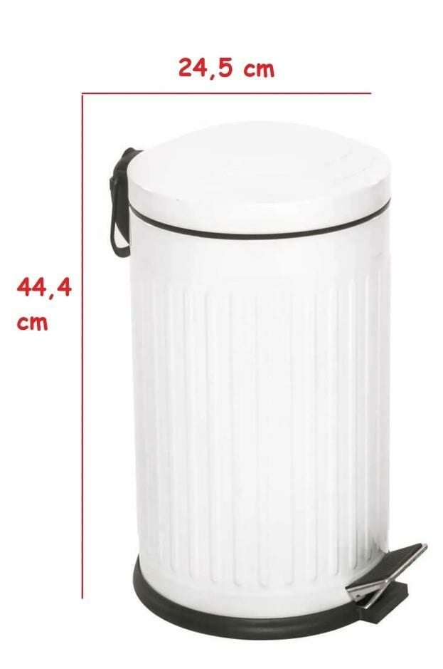 Karen Banyo Vintage Mutfak Banyo Yavaş Kapanır Pedallı Metal Çöp Kovası 16 LT Beyaz 4006B
