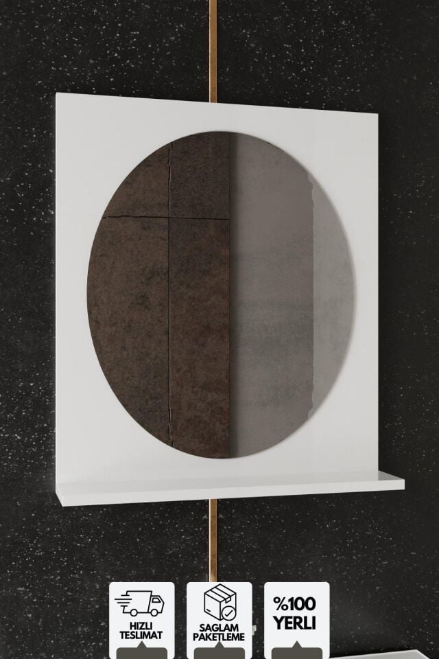 Karen Banyo Ege 60x69Cm Aynalı Beyaz Üst Modül Raflı Dolap Üstü Ayna, Banyo, Tuvalet, Wc Aynası, Çok Amaçlı Raf