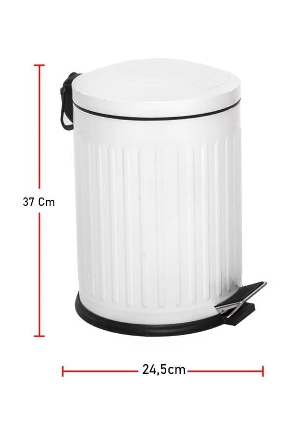 Karen Banyo Vintage Mutfak Banyo Yavaş Kapanır Pedallı Metal Çöp Kovası 12 LT Beyaz 4005B