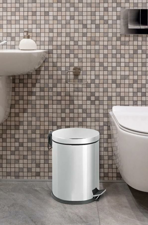 Karen Banyo Mutfak Banyo Pedallı Paslanmaz Metal Çöp Kovası 12 LT Krom 904