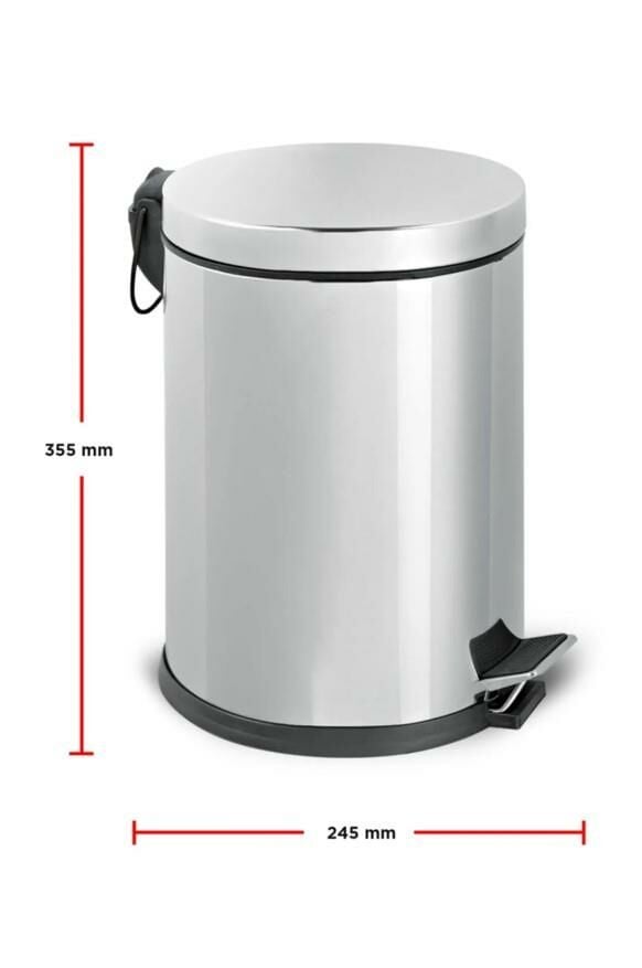 Karen Banyo Mutfak Banyo Pedallı Paslanmaz Metal Çöp Kovası 12 LT Krom 904