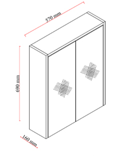 Karen Banyo Beta 60 Cm Üst Modül, Lavabo Üstü Aynalı Banyo Dolabı, Çok Amaçlı Dolap