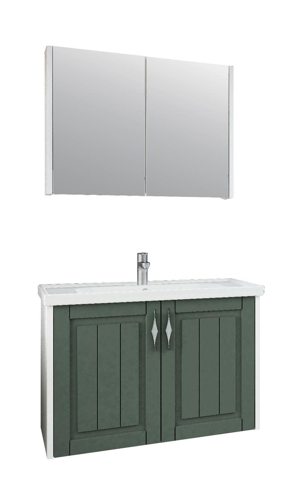 Karen Banyo Lina Banyo Dolabı Seti 80 Cm, Koyu Yeşil, Lavabo Dahil, Lavabolu
