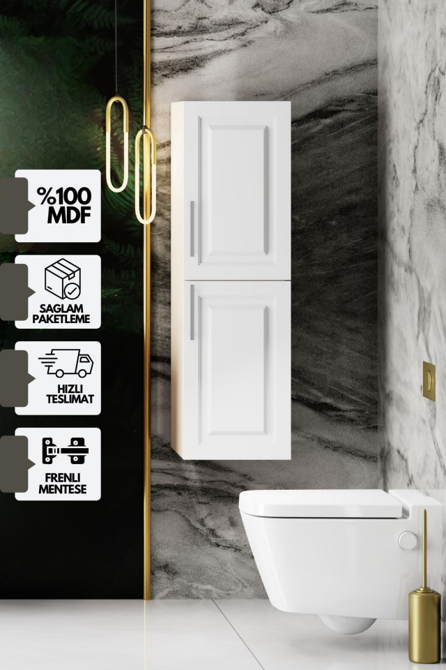 KAREN BANYO ARİN ÇOK AMAÇLI BOY DOLABI BEYAZ MDF