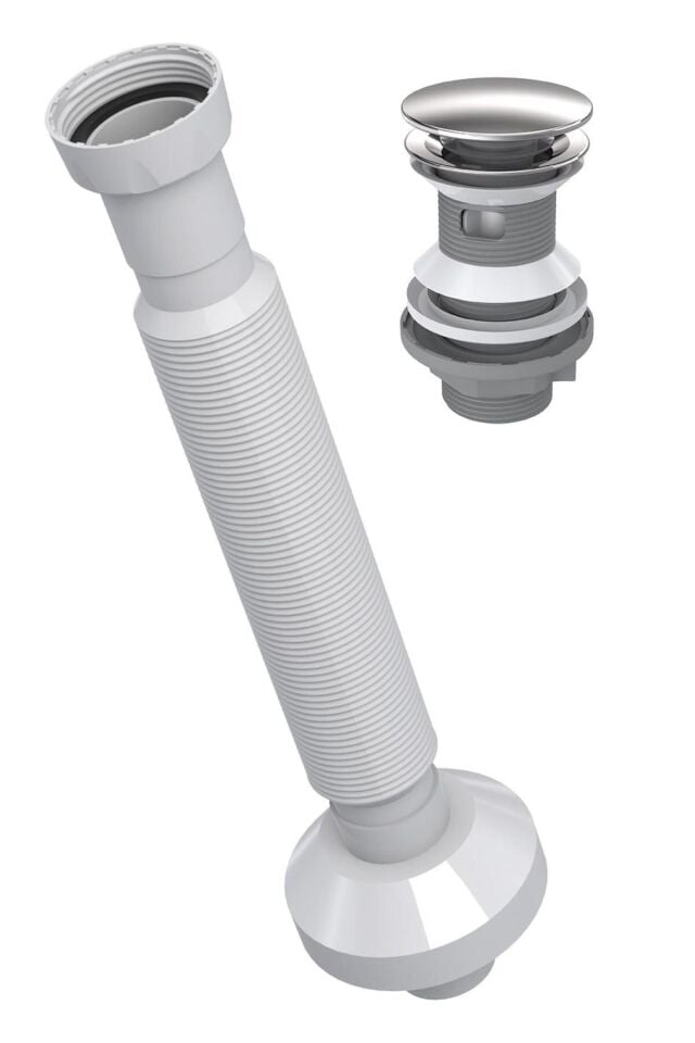 Karen Banyo  Pop Up Sifon Paslanmaz Başlıklı+Körüklü Gider Borusu