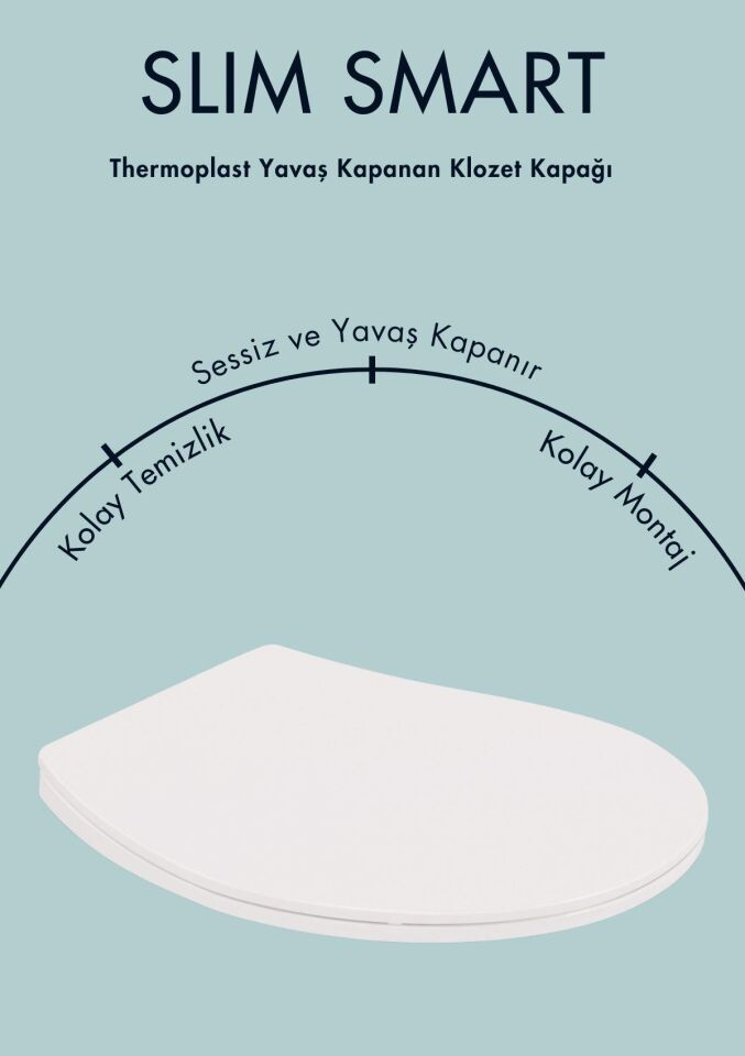 Karen Banyo Slim Smart Thermoplast Yavaş Kapanan Klozet Kapağı 0302