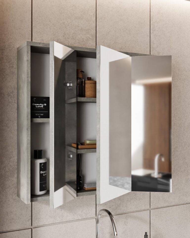 KAREN BANYO ALFA 80 BANYO DOLABI RETRO TAŞ-BEYAZ DEMONTE
