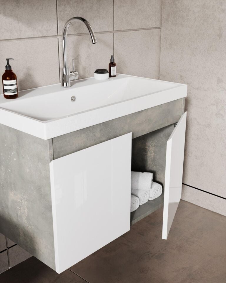 KAREN BANYO ALFA 80 BANYO DOLABI RETRO TAŞ-BEYAZ DEMONTE