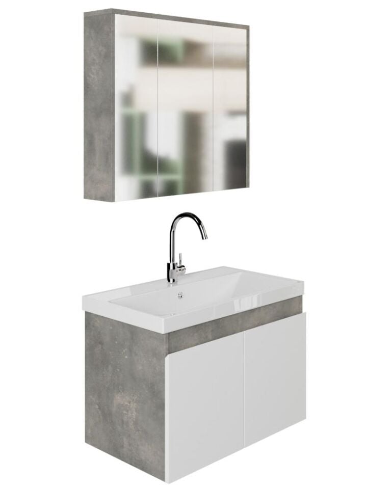 KAREN BANYO ALFA 80 BANYO DOLABI RETRO TAŞ-BEYAZ DEMONTE