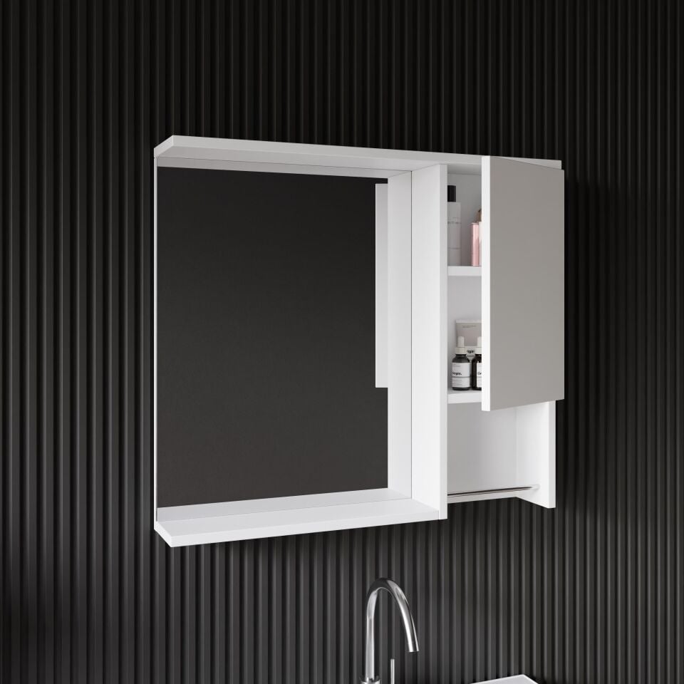 Karen Banyo Deniz Banyo Dolabı Seti, 80 Cm Beyaz, Lavabo Dahil, Lavabolu