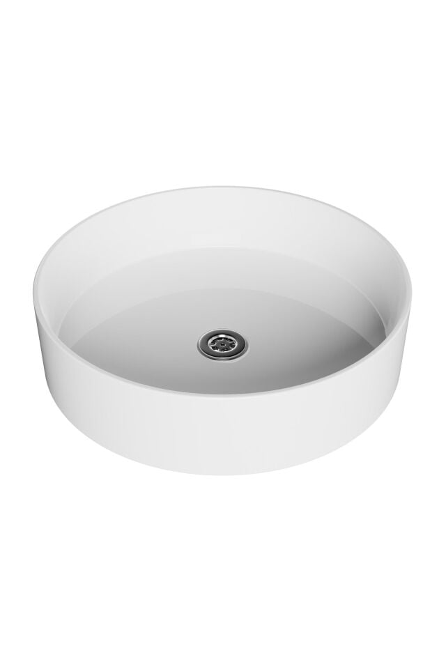 Galaksi Tezgah Üstü Lavabo Yuvarlak Beyaz Çanak Lavabo