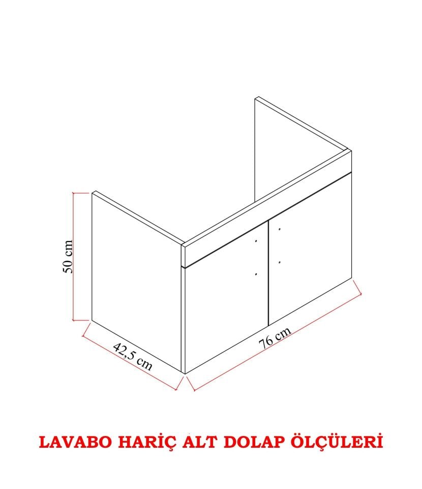 Karen Banyo Ege 80Cm Lavabolu Alt Banyo Dolabı, Kapaklı Banyo Alt Dolabı, Seramik (LAVABOSUZ)