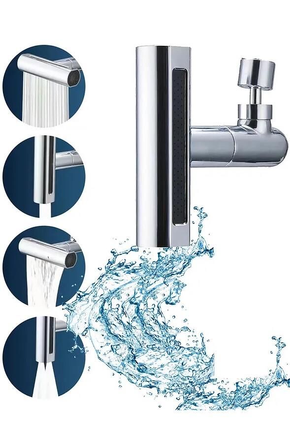 Karen Banyo Krom Tasarruflu 4 Modlu Ayarlanabilir Musluk Başlığı Lavabo Batarya Fiskiye Ucu