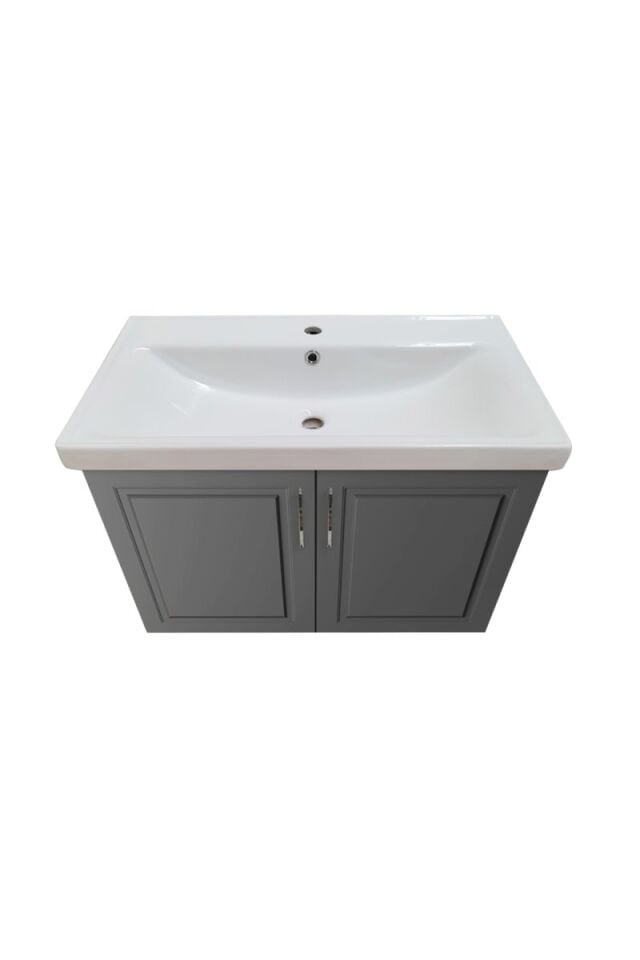Karen Banyo Arin Banyo Dolabı Takımı 80 Cm Mdf Lavabolu Antrasit,Lavabo Dahil