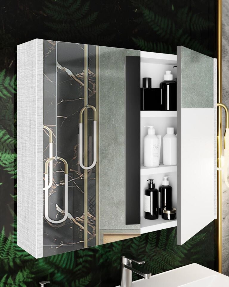 Karen Banyo Arin Banyo Dolabı Takımı 80 Cm Mdf Lavabolu Antrasit,Lavabo Dahil