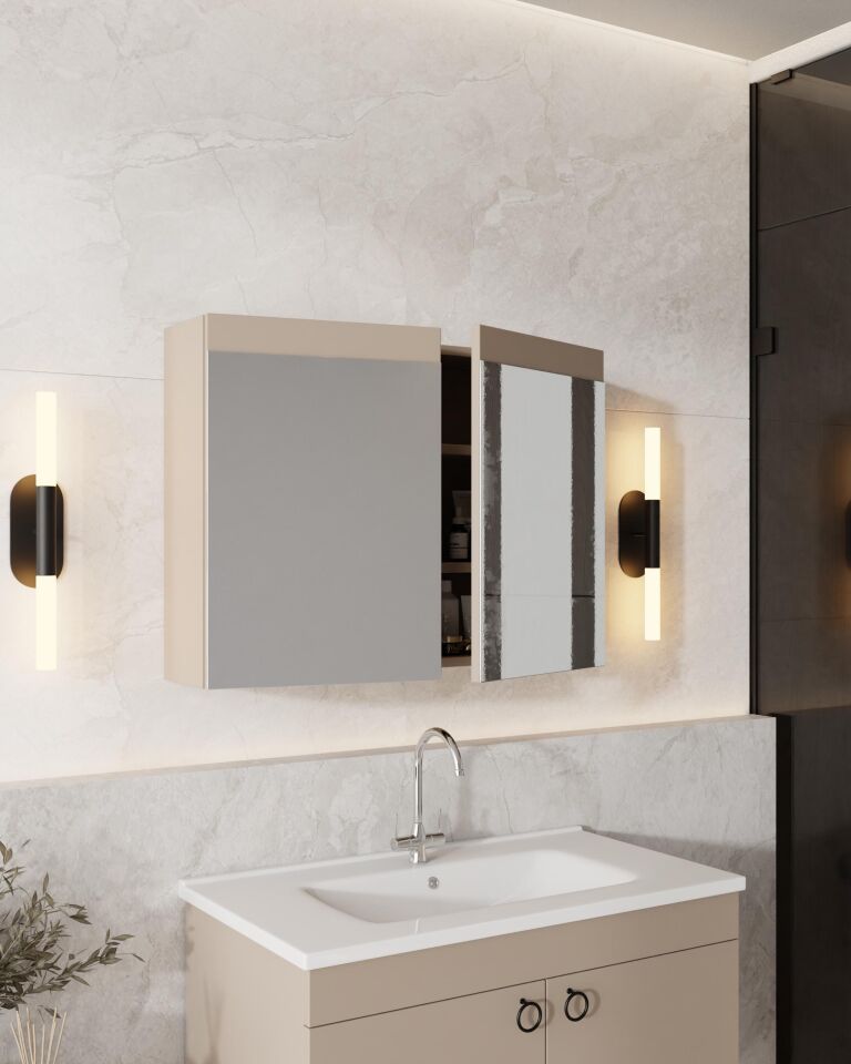 Karen Banyo Dafne 85 Cm, Mdf Lavabolu Banyo Dolabı Seti, Mdf