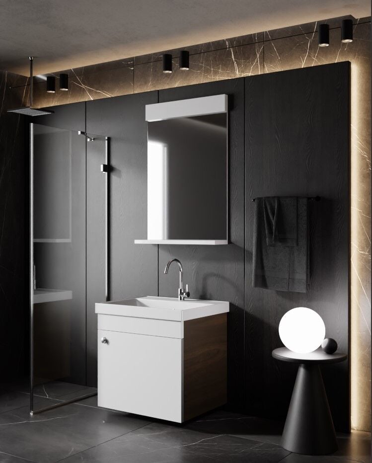 Karen Banyo M. Venezya 50 Cm Lavabolu Banyo Dolabı, Lavabo Dahil, Ayna Dahil(KAMPANYA)