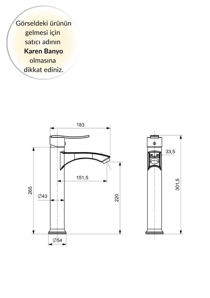 Karen Banyo Nova Çanak Lavabo Bataryası, Krom, Cisa 47275