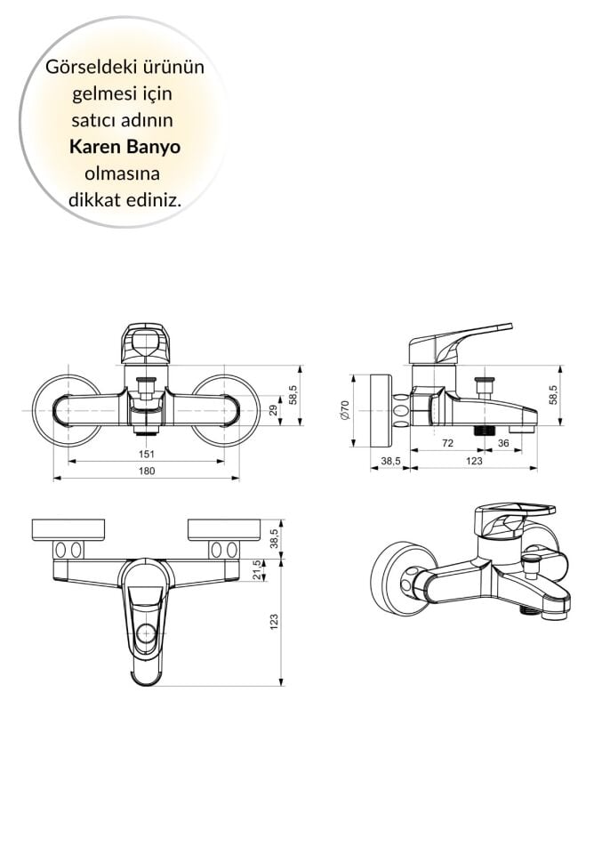 Karen Banyo Tulipek Banyo Bataryası, Krom, Cisa 46414