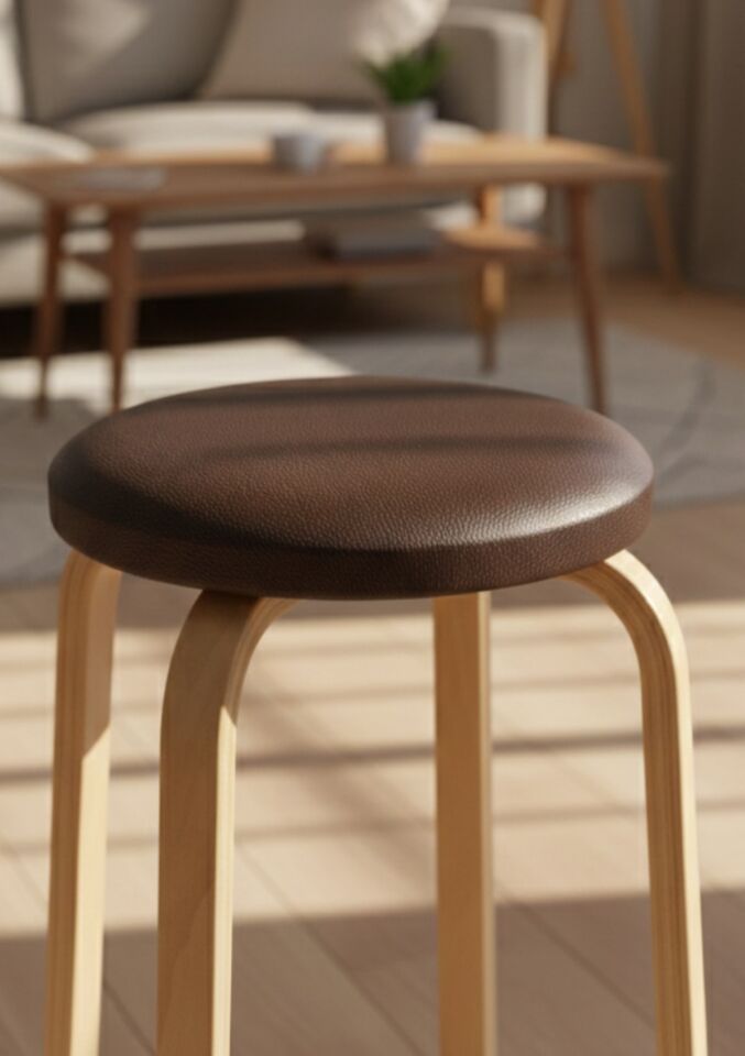 Hazar Deri Tabure, Papel Ayaklı  2 Adet Koyu Kahve