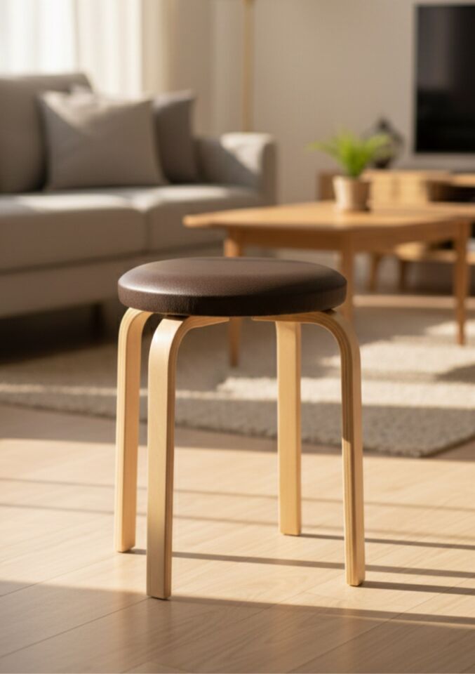 Hazar Deri Tabure, Papel Ayaklı  2 Adet Koyu Kahve