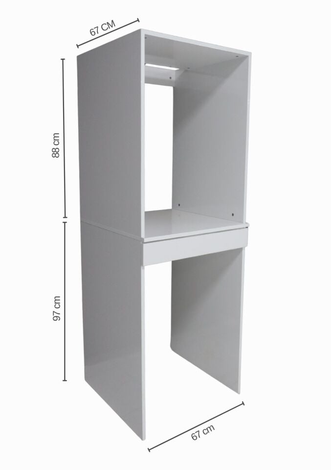 Altay Çamaşır Makinası Ve Kurutma Makinesi Dolabı Çekmeceli Banyo Dolabı Beyaz