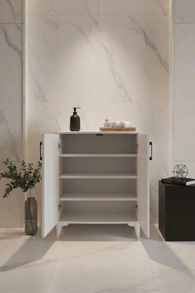 Çok Amaçlı Dolap 2 Kapaklı  Banyo, Mutfak, Kiler,  Beyaz