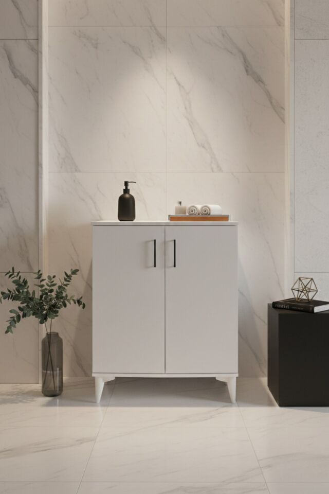 Çok Amaçlı Dolap 2 Kapaklı  Banyo, Mutfak, Kiler,  Beyaz