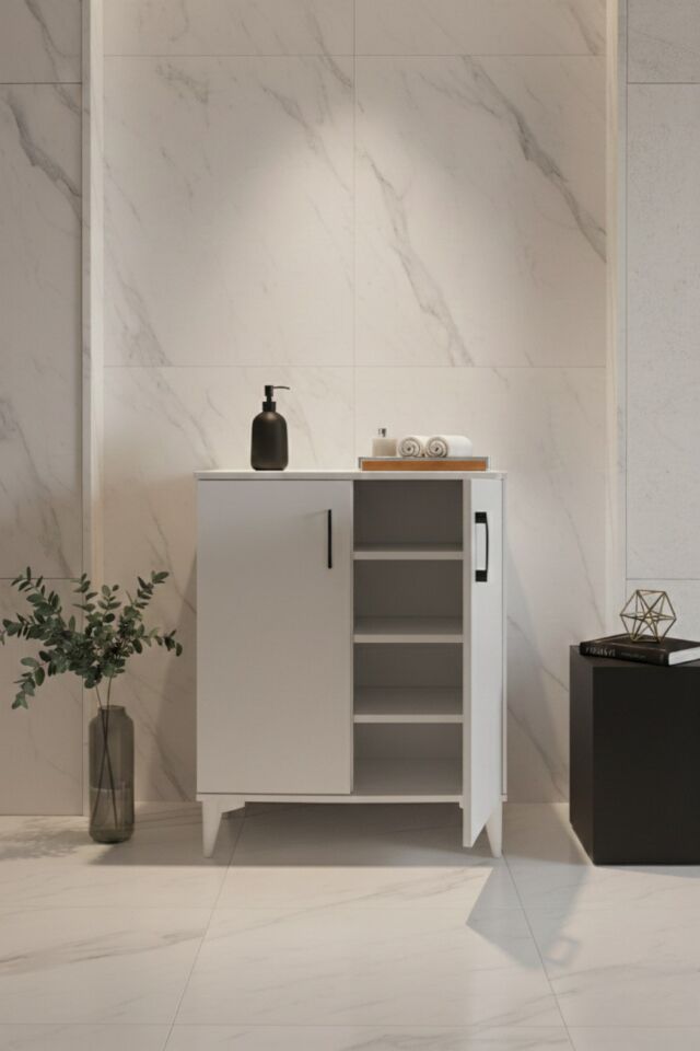 Çok Amaçlı Dolap 2 Kapaklı  Banyo, Mutfak, Kiler,  Beyaz