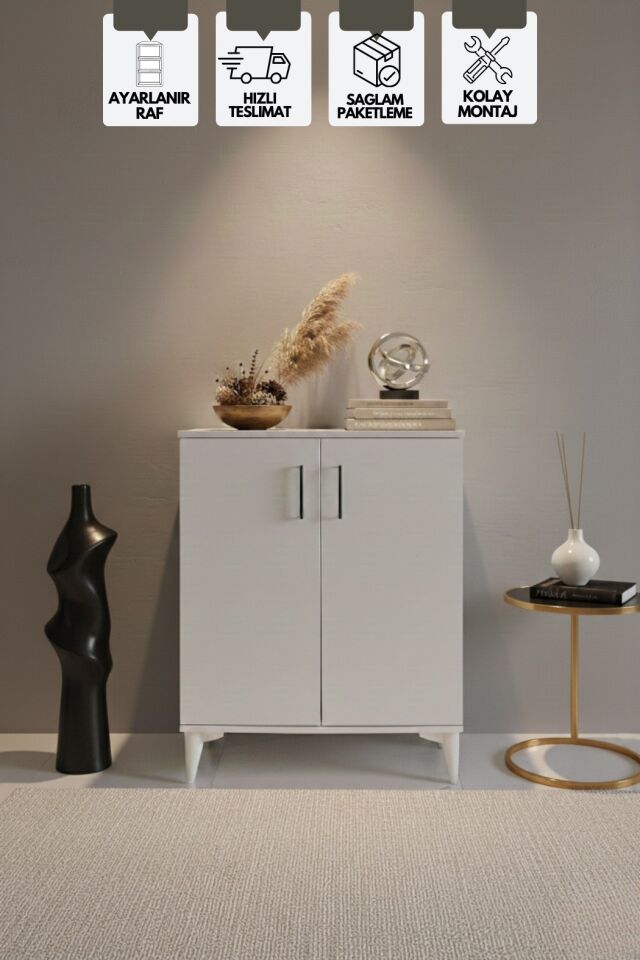 Çok Amaçlı Dolap 2 Kapaklı  Banyo, Mutfak, Kiler,  Beyaz