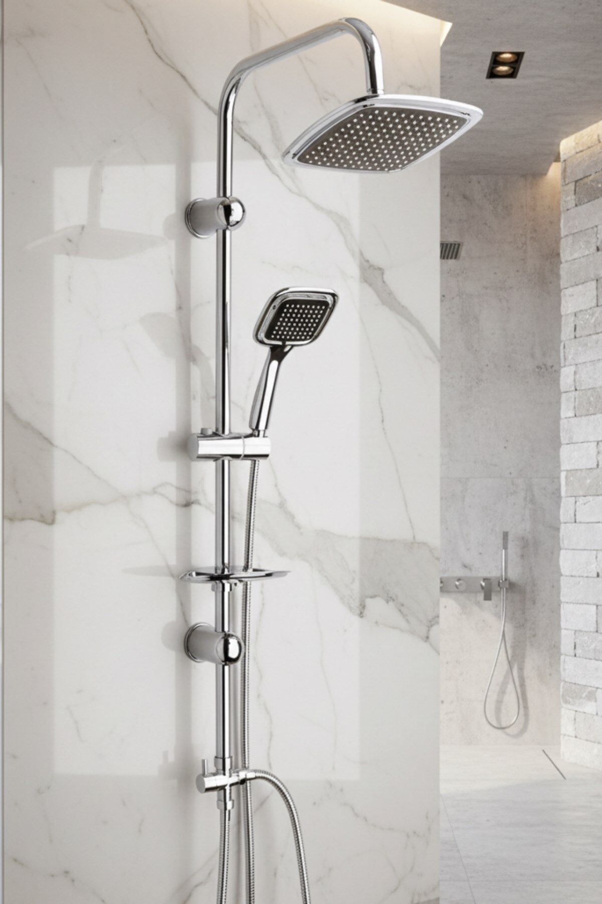 Tulip Tepe Duş Kare, Robot Tepe Duş Seti, Duş Başlığı Takımı, Krom, Cisa 46063