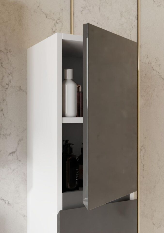 Yeni Venüs Banyo Dlb Boy Dolap Antrasit Demonte Antrasit - Beyaz