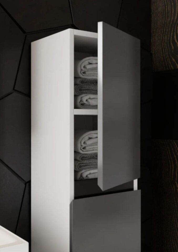 Yeni Venüs Banyo Dlb Boy Dolap Antrasit Demonte Antrasit - Beyaz