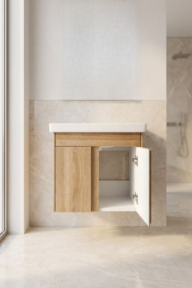 Magma Sonomo 50 Cm, Lavabolu Alt Banyo Dolabı, Kapaklı Banyo Dolabı, Seramik Lavabo Dahil Sonomo Mdf