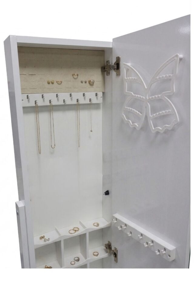 Aynalı Takı Dolabı, Çok Amaçlı Ayaklı Takı Dolabı Beyaz