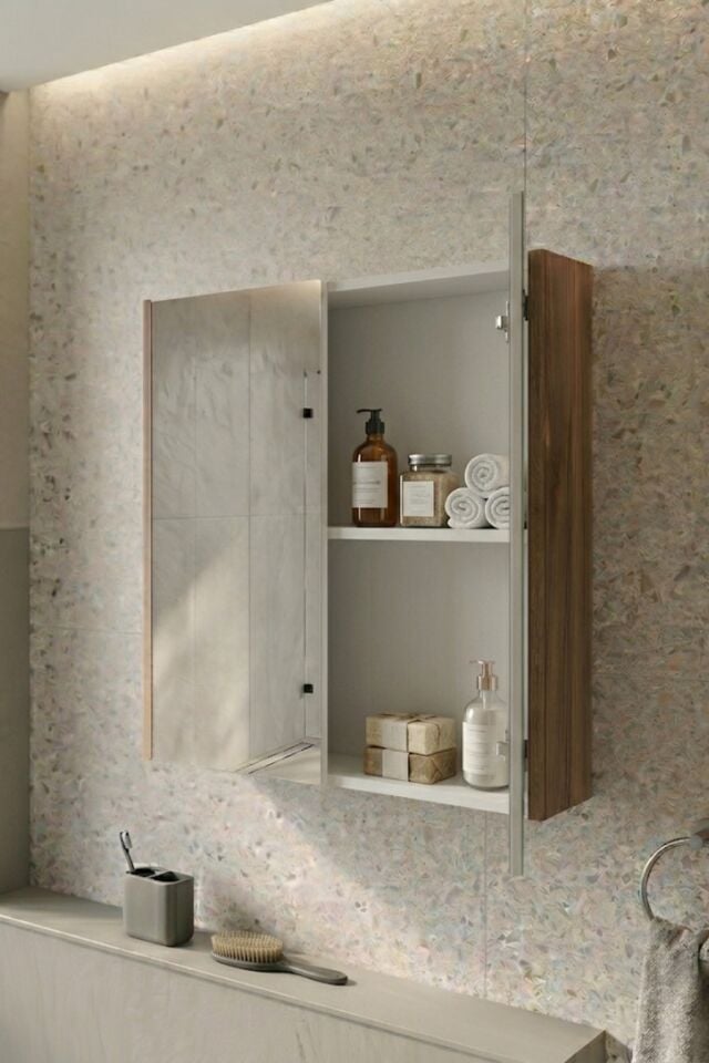 Karen Banyo Lila  Banyo Dolabı, Üst Modül, Aynalı Dolap