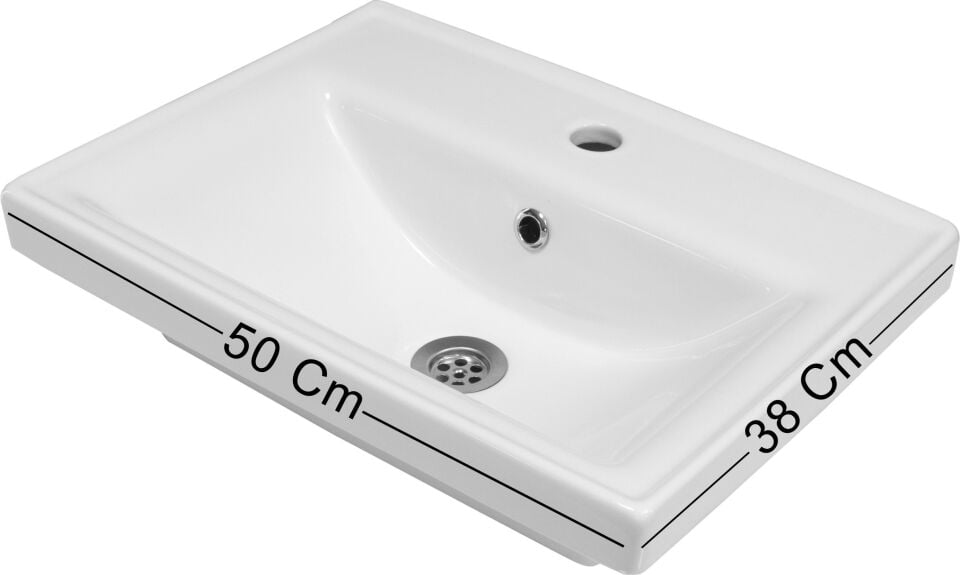 Kemer 50 Cm, Alt Banyo Dolabı, Lavabolu, Antrasit, Kapaklı Banyo Dolabı, Seramik Lavabo Dahil, Mdf